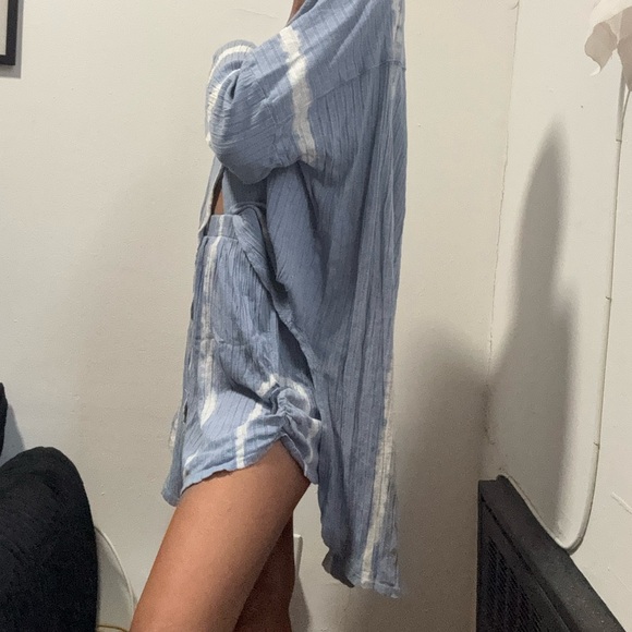 Free People Blue and White Long Sleeve Tee - Picture 2 of 5